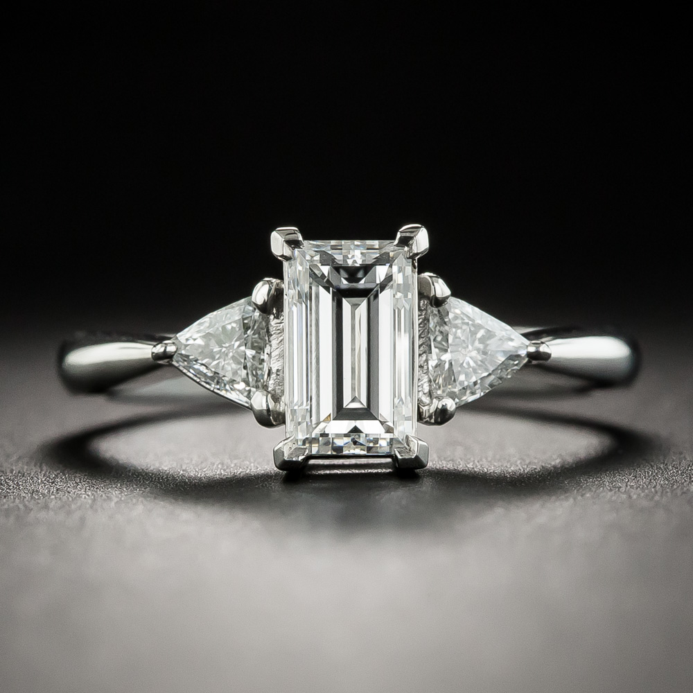 1.00 Carat Emerald-Cut Diamond Platinum Engagement Ring - GIA D VS2