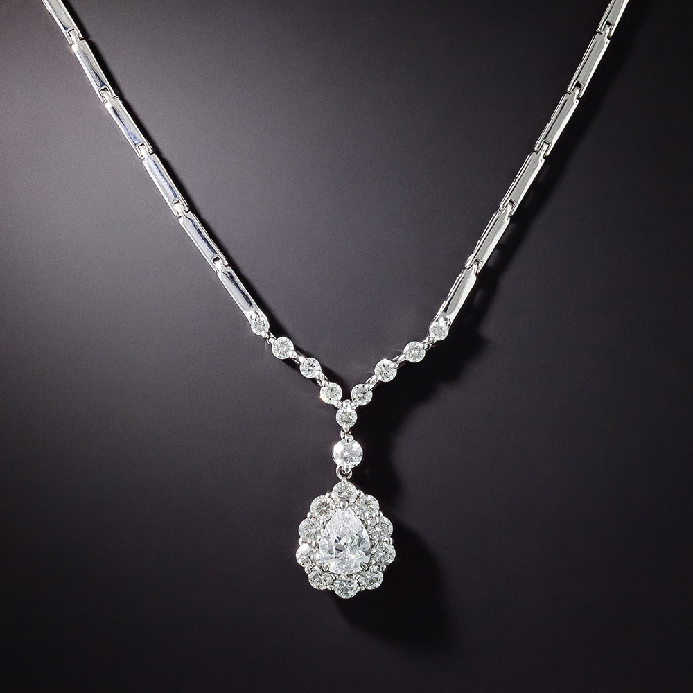 1.00 Carat Pear-Shaped Diamond Necklace 