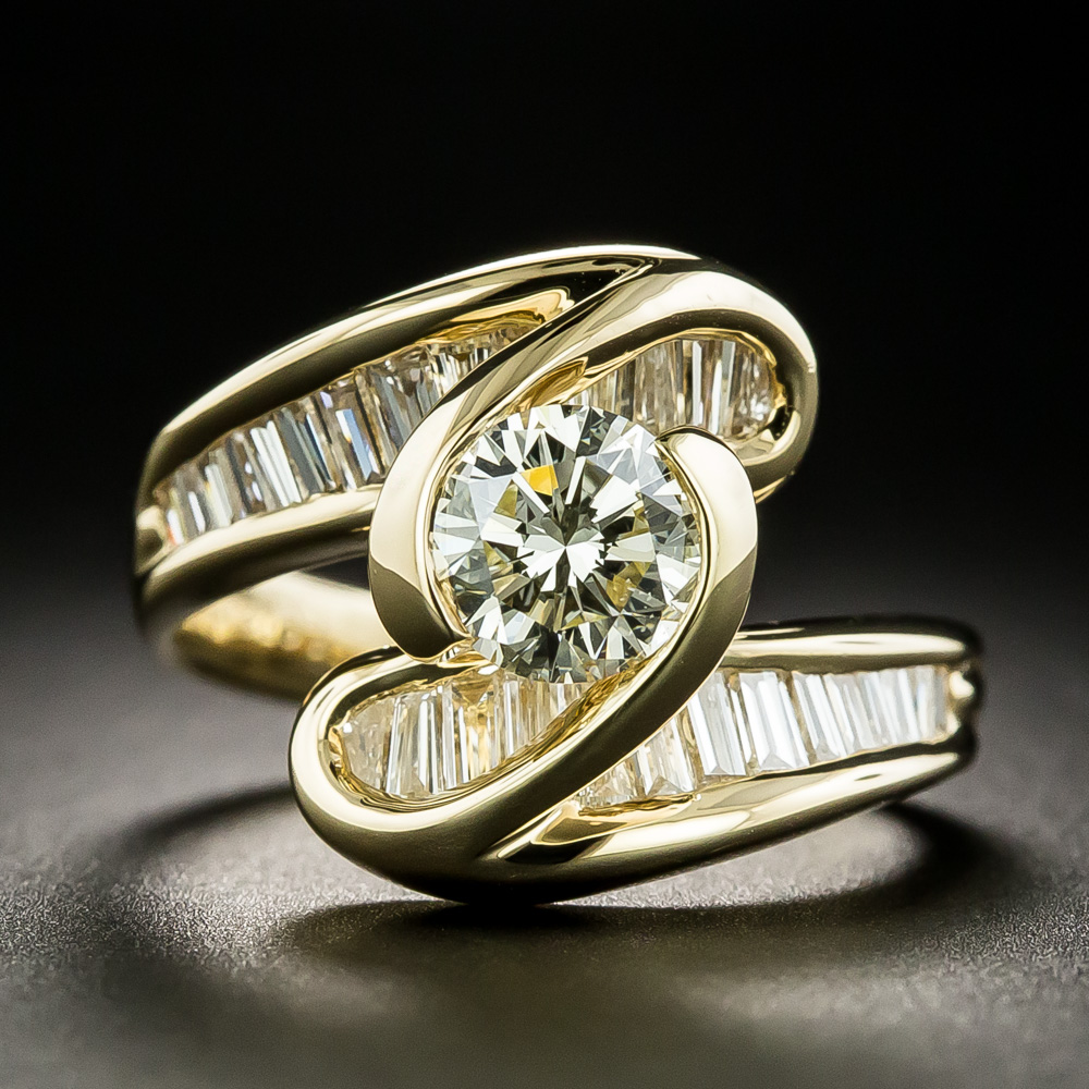 1.01 Carat Diamond Swirl Bypass Ring - GIA N SI1