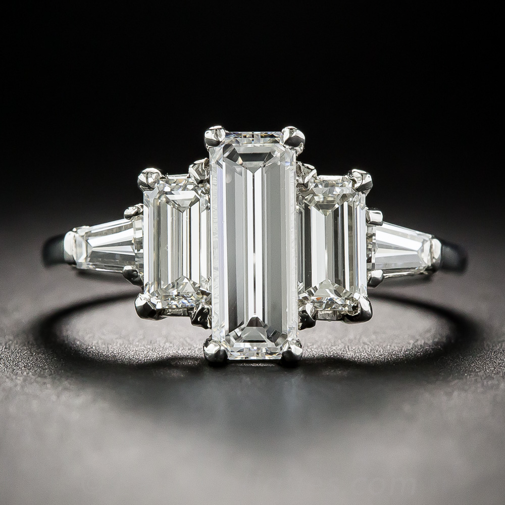 1.01 Carat Emerald-Cut Diamond Mid Century Engagement Ring - GIA D VS1