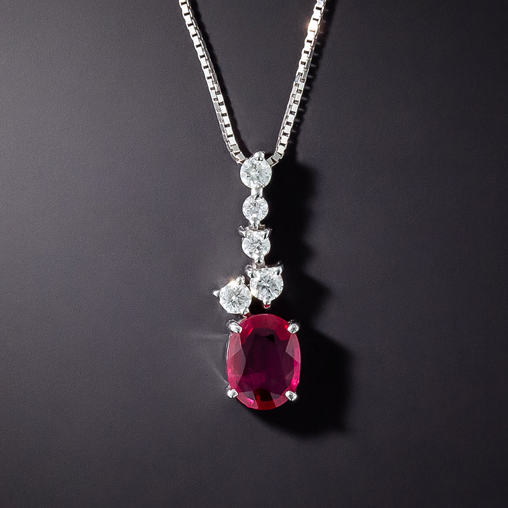 1.03 Carat Burma Ruby and Diamond Drop