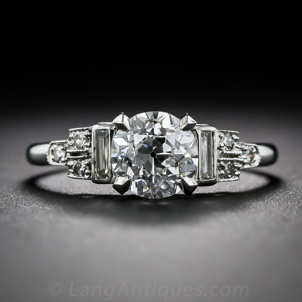 1.03 Carat Diamond Art Deco Engagement Ring - GIA E/SI2