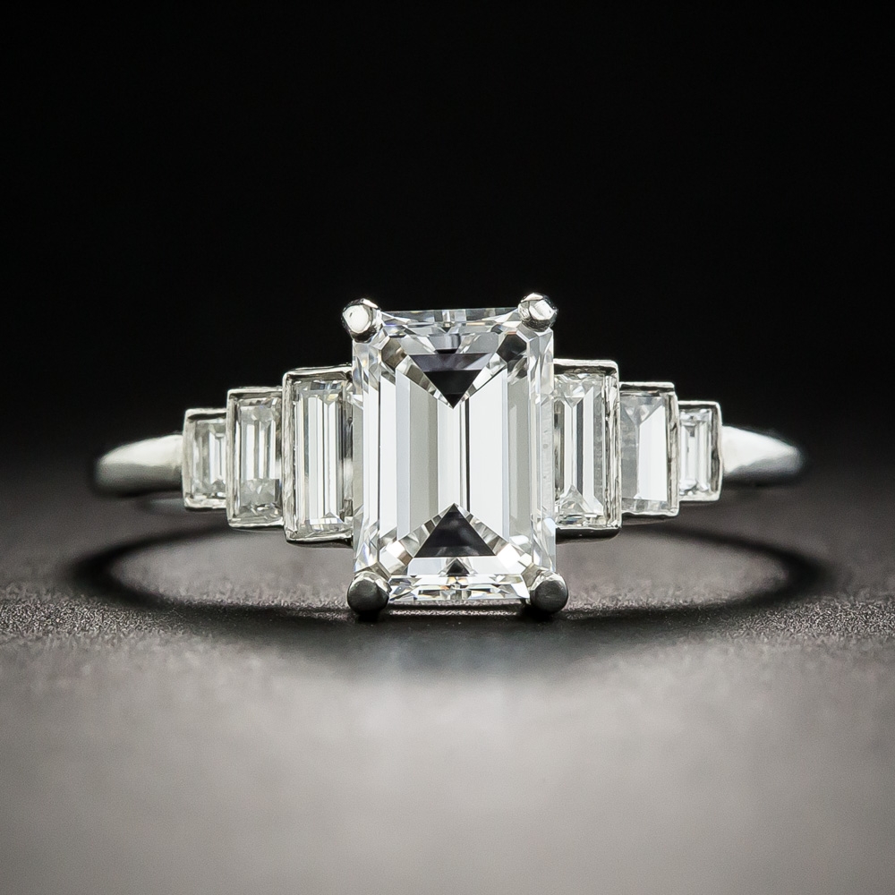 1.09 Emerald-Cut Diamond Platinum Engagement Ring - GIA D VVS 1
