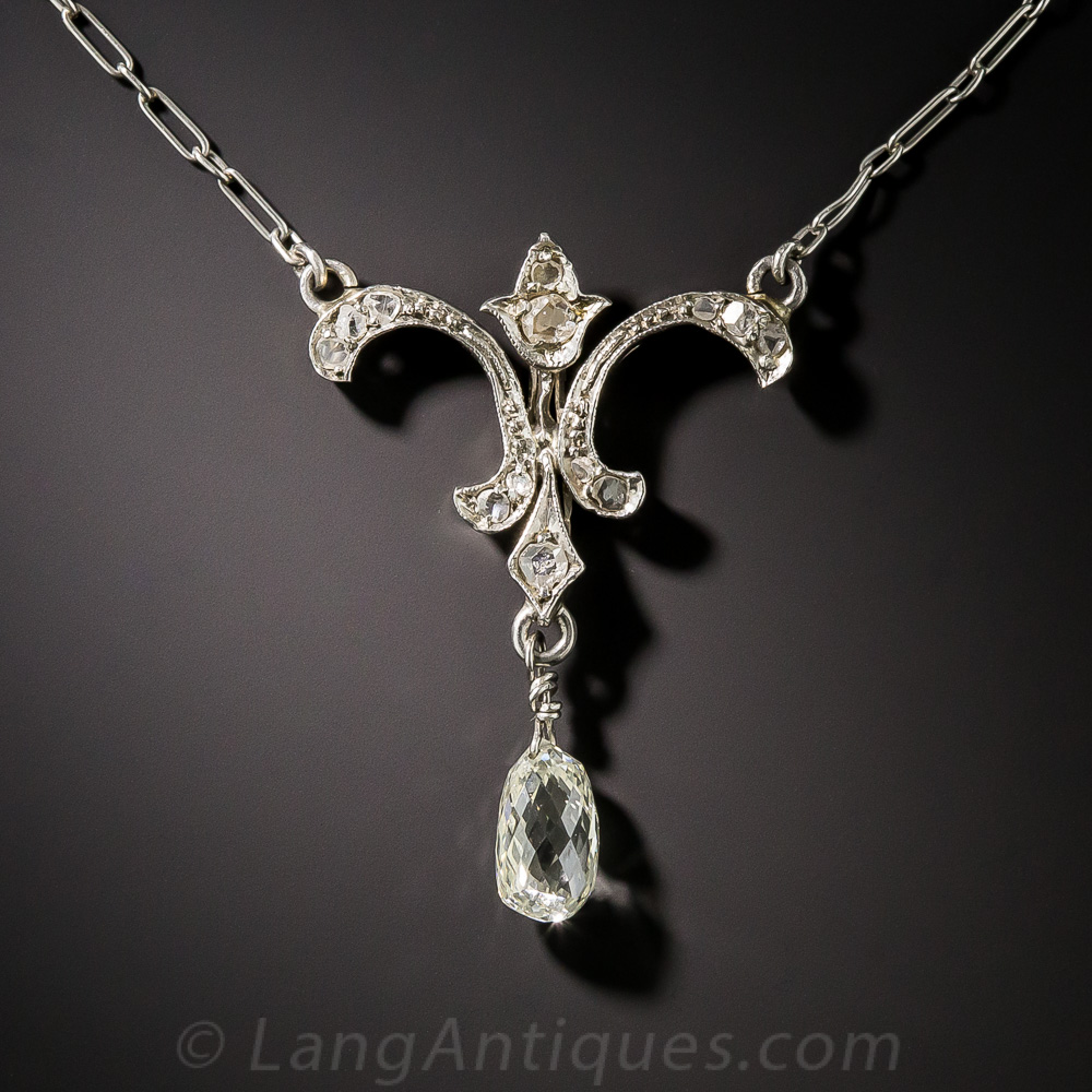 1.10 Carat Briolette Diamond Edwardian Necklace