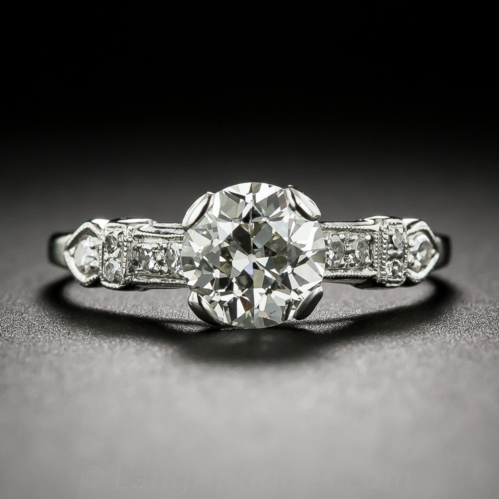 1.12 Carat Platinum and Diamond Art Deco Engagement Ring