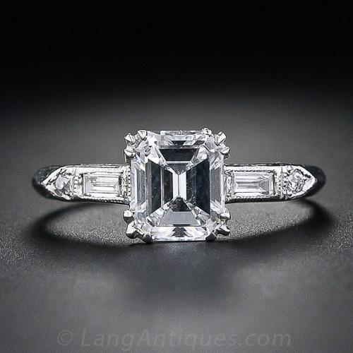 1.18 Carat E-VVS2 Emerald-Cut Diamond Ring