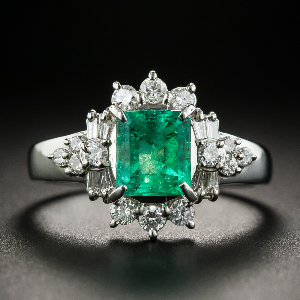 1.29 Carat Emerald and Diamond Ring
