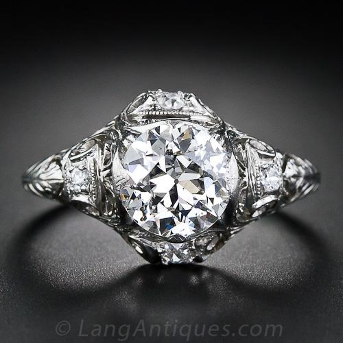 1.33 Carat Art Deco Diamond Engagement Ring