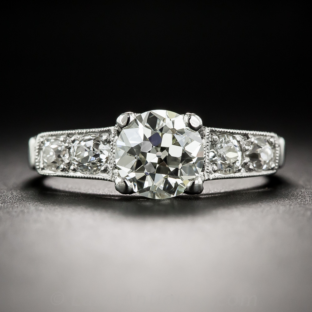 1.37 Carat Diamond Art Deco Engagement Ring