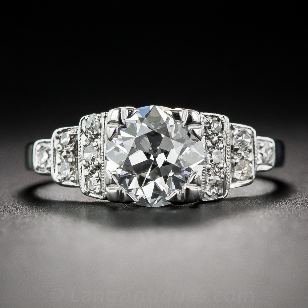 1.38 Diamond Art Deco Engagement Ring - GIA F VS2