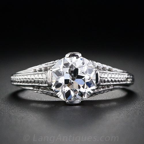 1.47 Carat Diamond Art Deco Solitare Ring