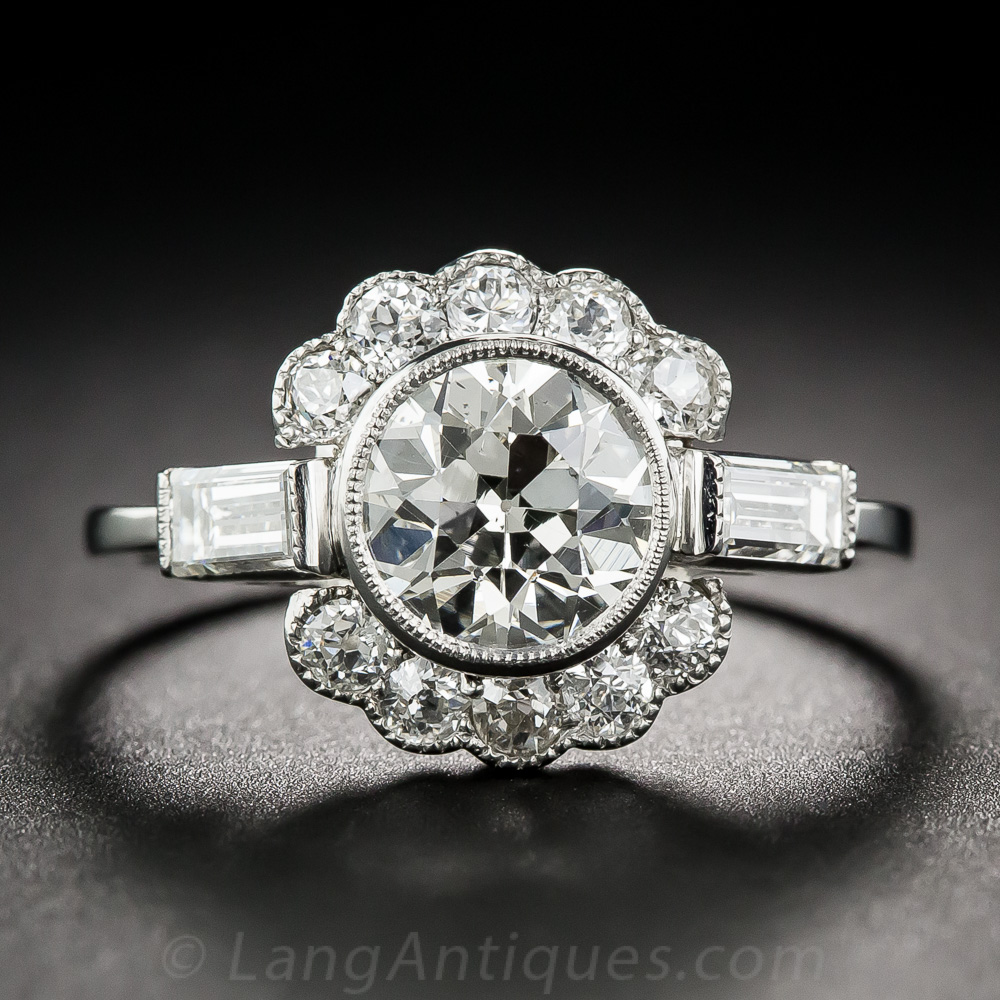 1.58 Carat Diamond Vintage Engagement Ring GIA K/VS2