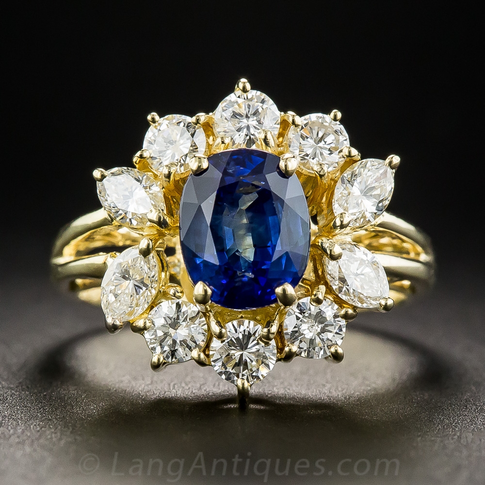 1.72 Carat Ceylon Sapphire and Diamond Ring
