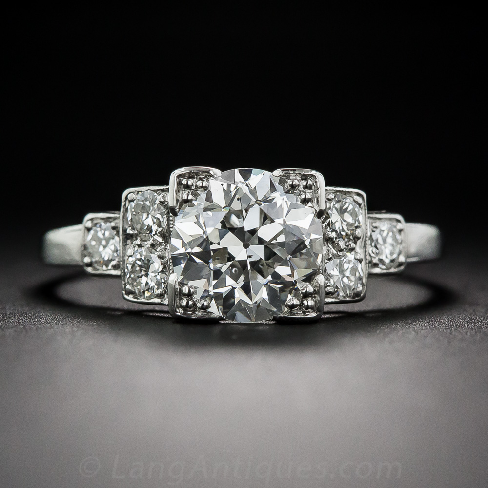 1.72 Carat Diamond Art Deco Engagement Ring in Platinum