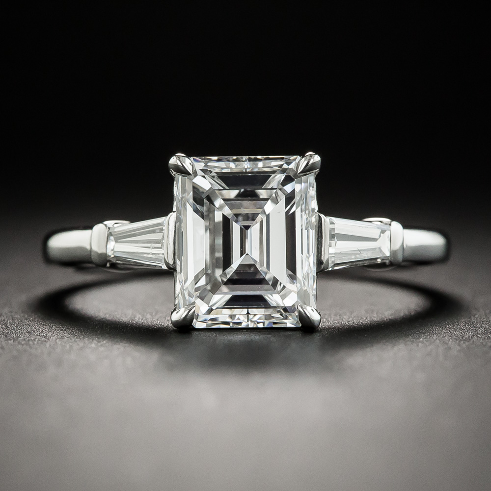 1.80 Carat Emerald-Cut Diamond Platinum Engagement Ring - GIA E VS1