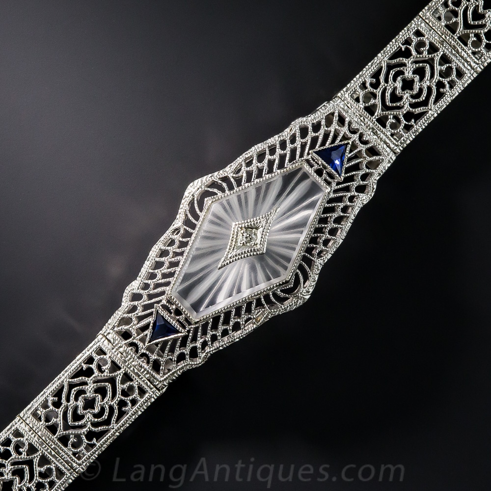 10K Synthetic Sapphire Quartz Bracelet