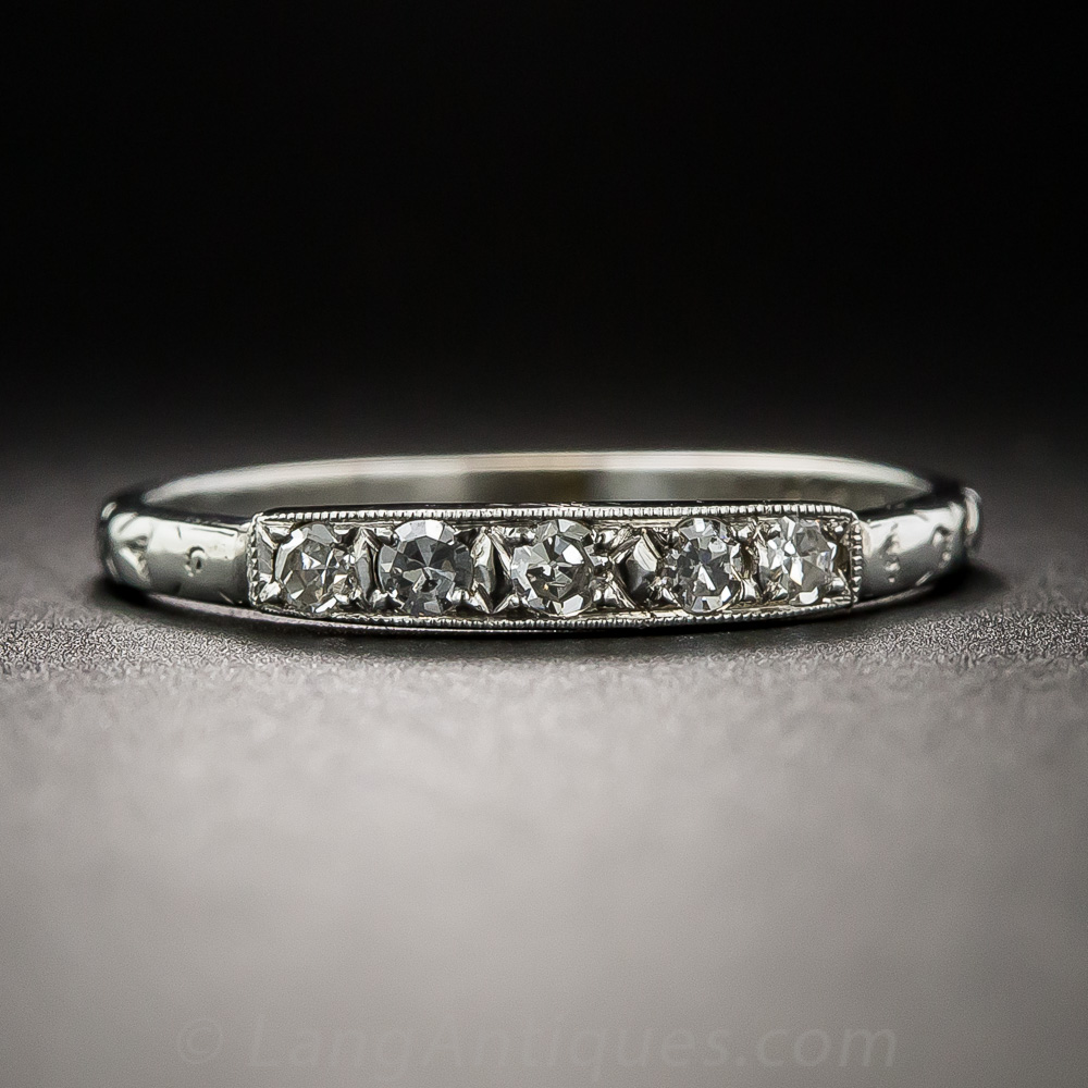 18K Art Deco Diamond Wedding Band by Belais