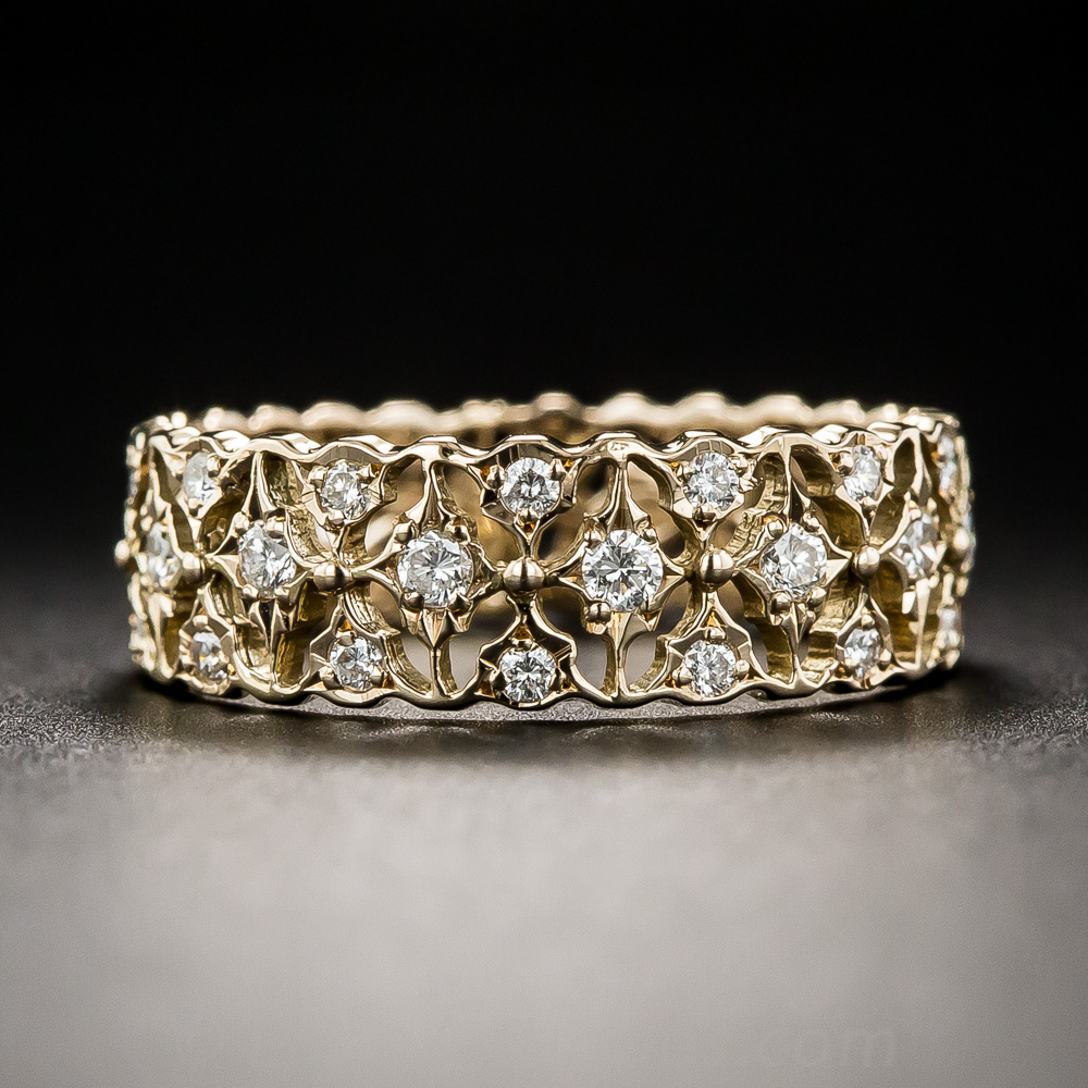 18K Rose Gold and Diamond Band Ring