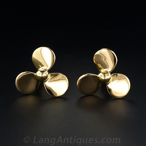 18K Yellow Gold Propeller Cufflinks