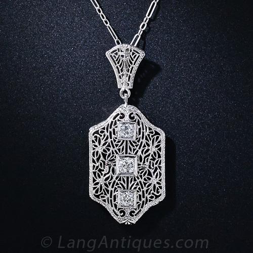 Vintage filigree necklace discount