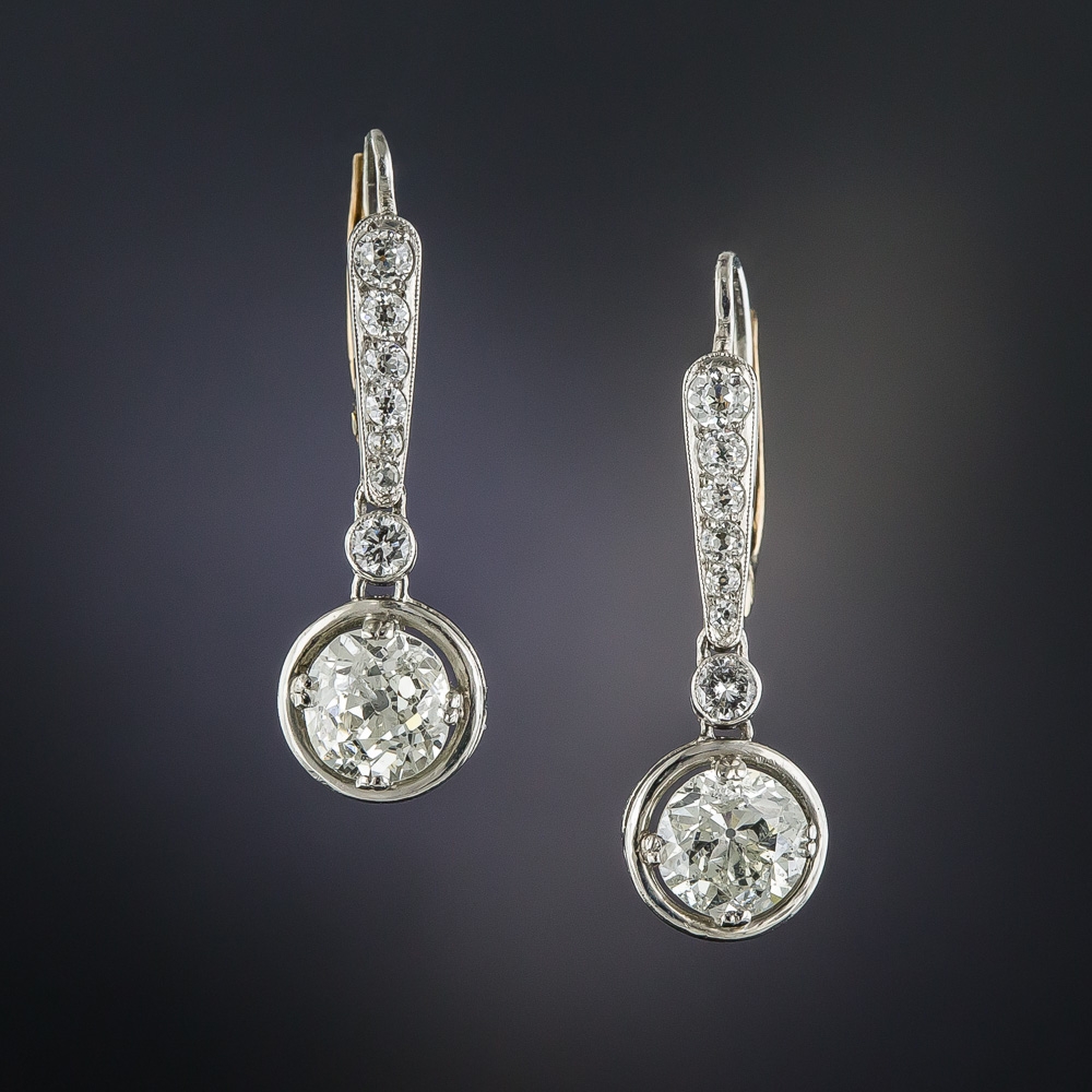 2.00 Carat Platinum Diamond Drop Earrings