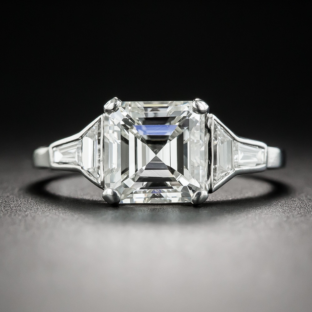 2.00 Carat Square Emerald-Cut Platinum Diamond Ring - GIA I VS2