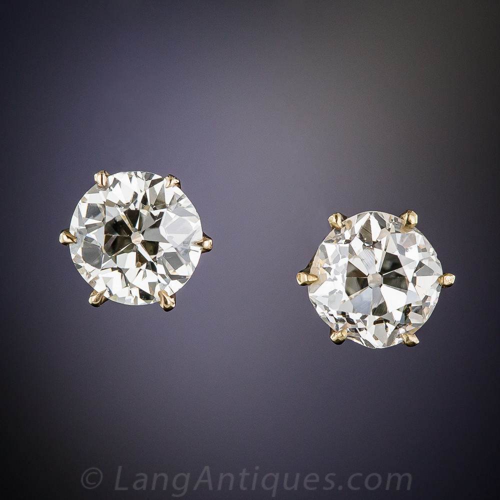 2.00 Total Weight Antique Diamond Earrings
