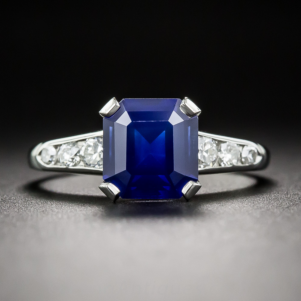 2 02 Carat Square Cut Sapphire Platinum And Diamond Ring   2 02 Carat Square Cut Sapphire Platinum And Diamond Ring 1 30 1 7245 