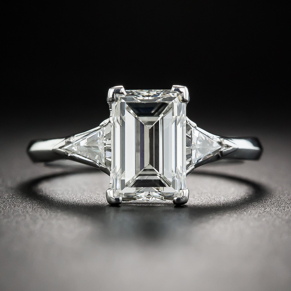 2.34 Carat Emerald-Cut Diamond Platinum Engagement Ring - GIA H VVS2