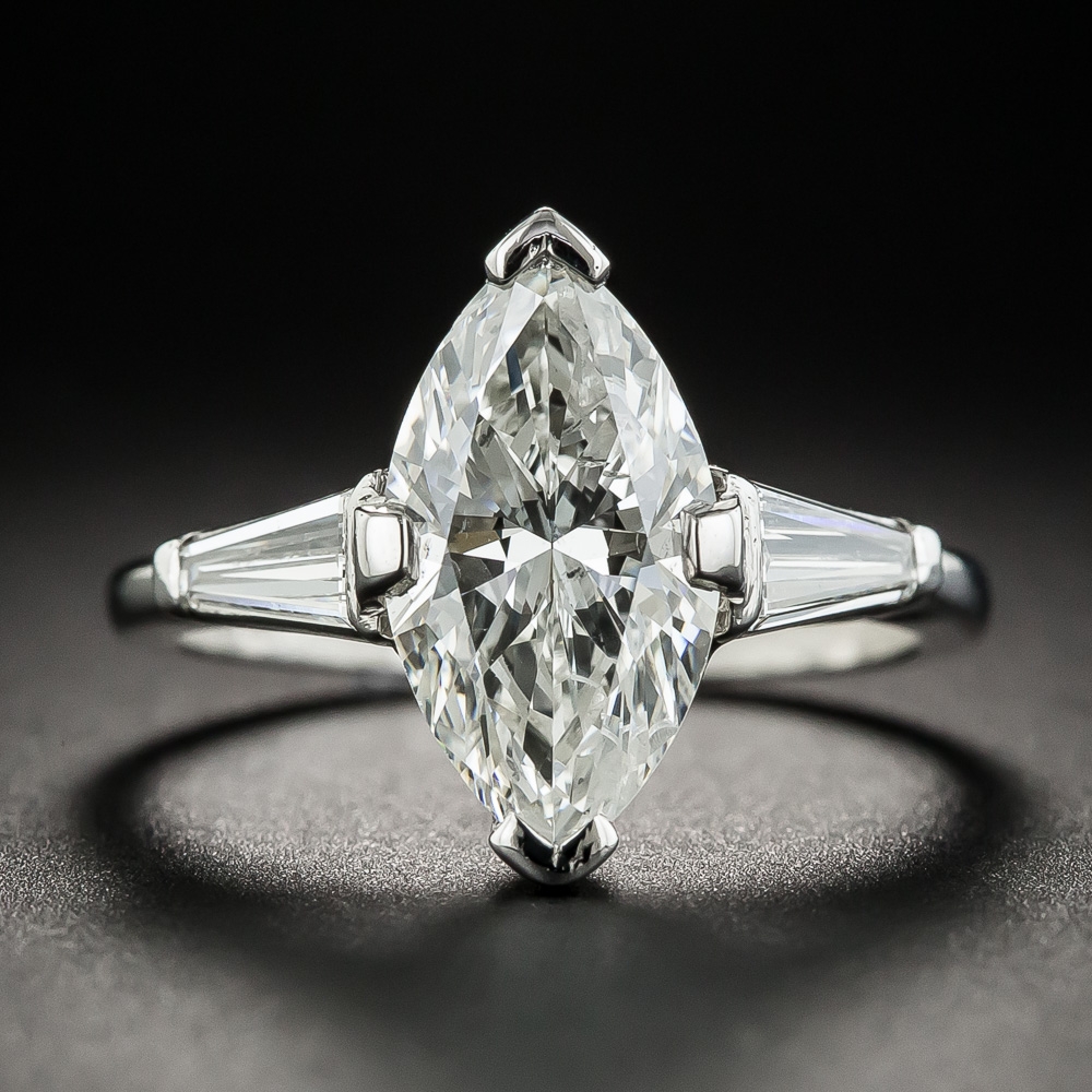 2.55 Carat Marquise Diamond Platinum Engagement Ring - GIA J I1