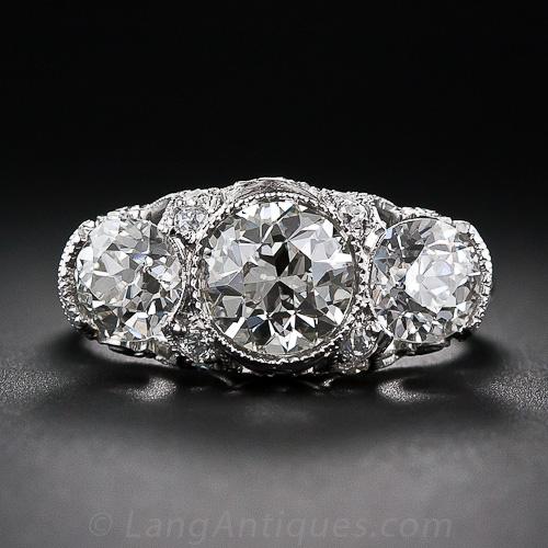 2.75 Carat Edwardian Three-Stone Diamond Ring