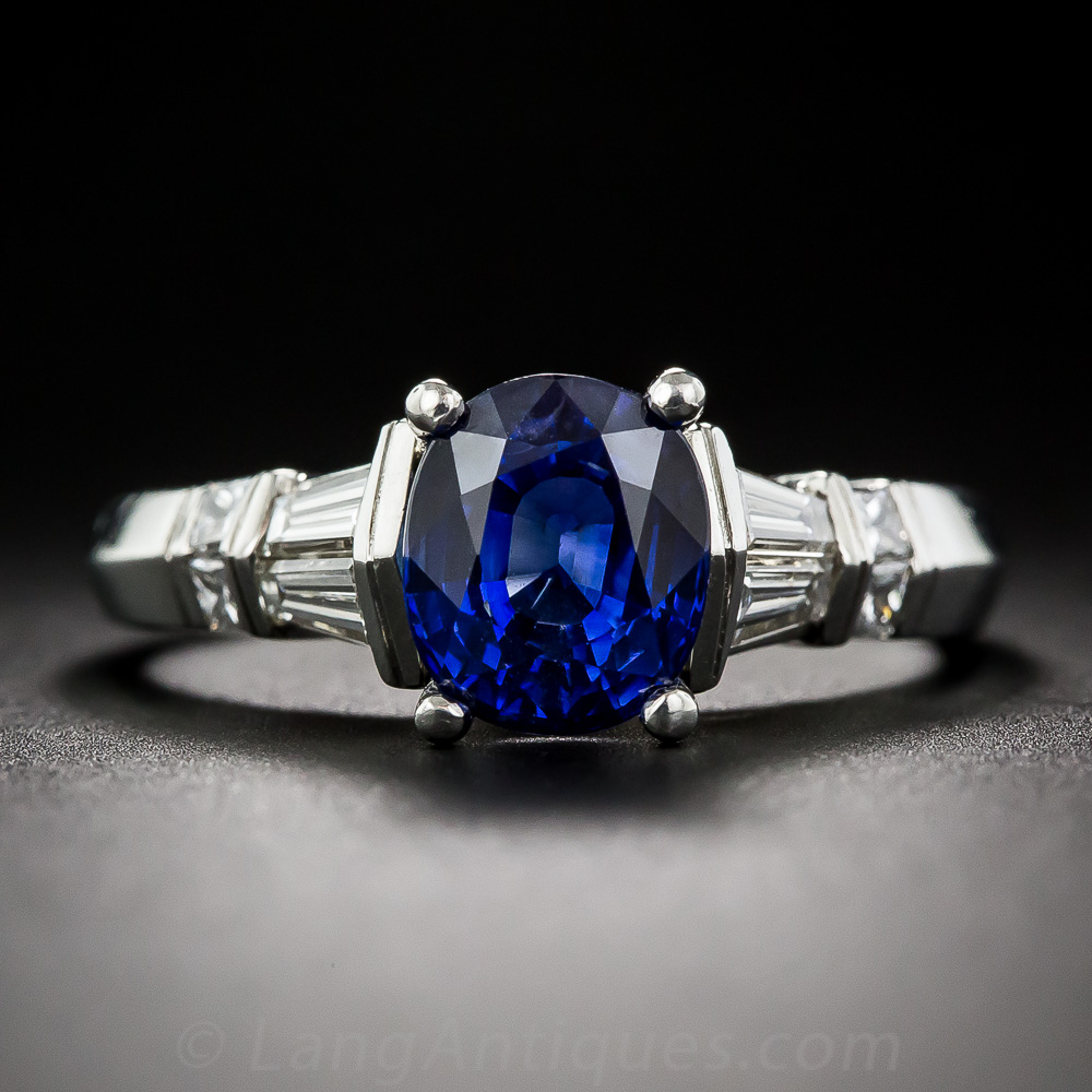 2.85 Carat Sapphire and Diamond Platinum Ring