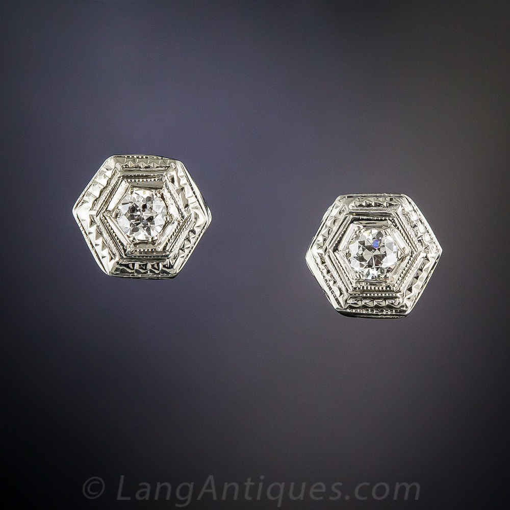 .22 Carat Art Deco Diamond Studs