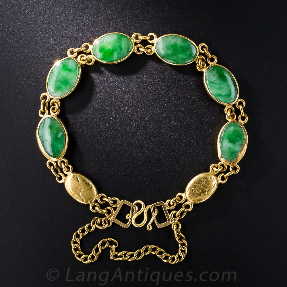 Unoaerre Jadeite Jade Diamond Gold Bracelet  Estate Jewelry  Lot  10073  Heritage Auctions