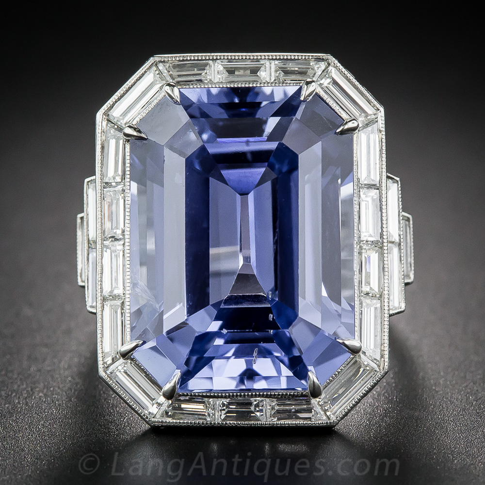 33.06 Carat No-Heat Ceylon Sapphire and Diamond Ring