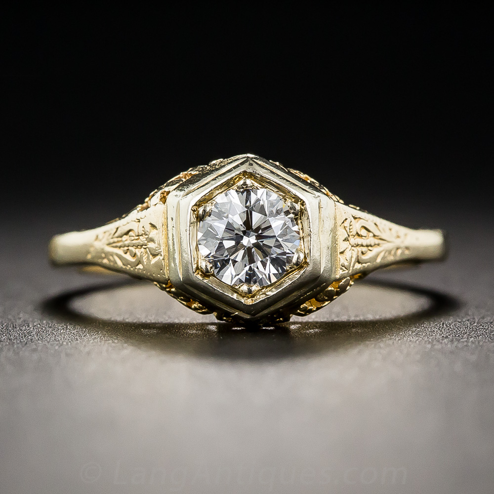 .33 Carat Vintage Diamond Engagement Ring in Yellow Gold