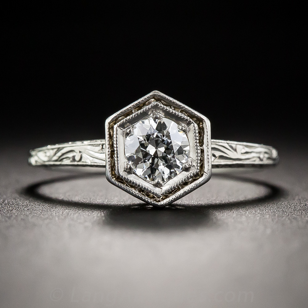 .35 Carat Art Deco Platinum Engagement Ring