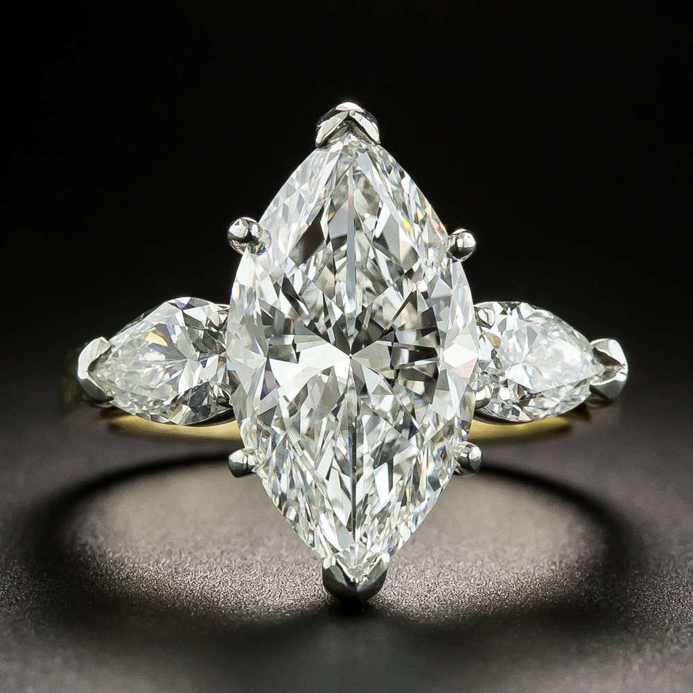 4.36 Carat Marquise Cut Diamond Engagement Ring GIA E VVS2, Stamped
