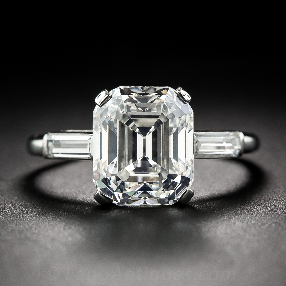 4.57 Carat Vintage Emerald-Cut Diamond Ring - GIA G-VS1