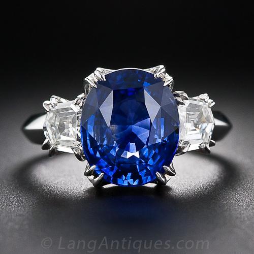 5.16 Carat Oval Sapphire and Diamond Ring