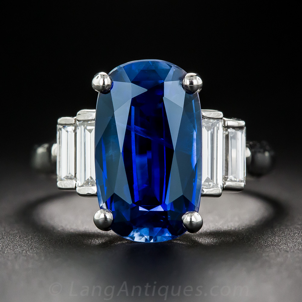 5.35 Carat Sapphire, Diamond and Platinum Ring