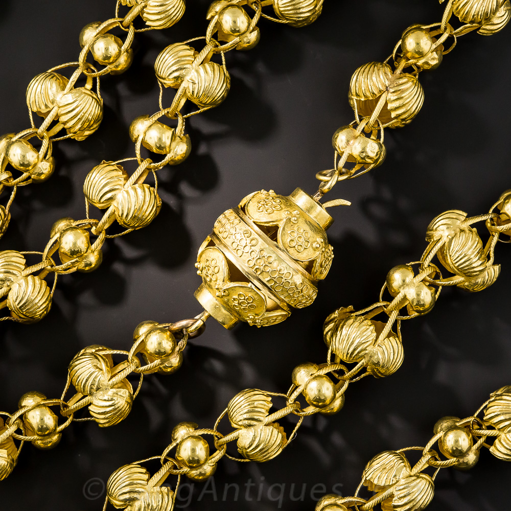 50 Inch 18K Antique Bead Necklace
