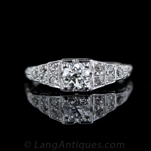 54 Carat Art Deco Diamond Engagement Ring