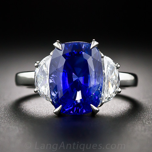 6.48 Carat No-Heat Ceylon Sapphire and Diamond Ring