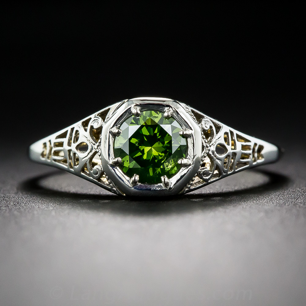 .61 Carat Treated Green Diamond Engagement Ring