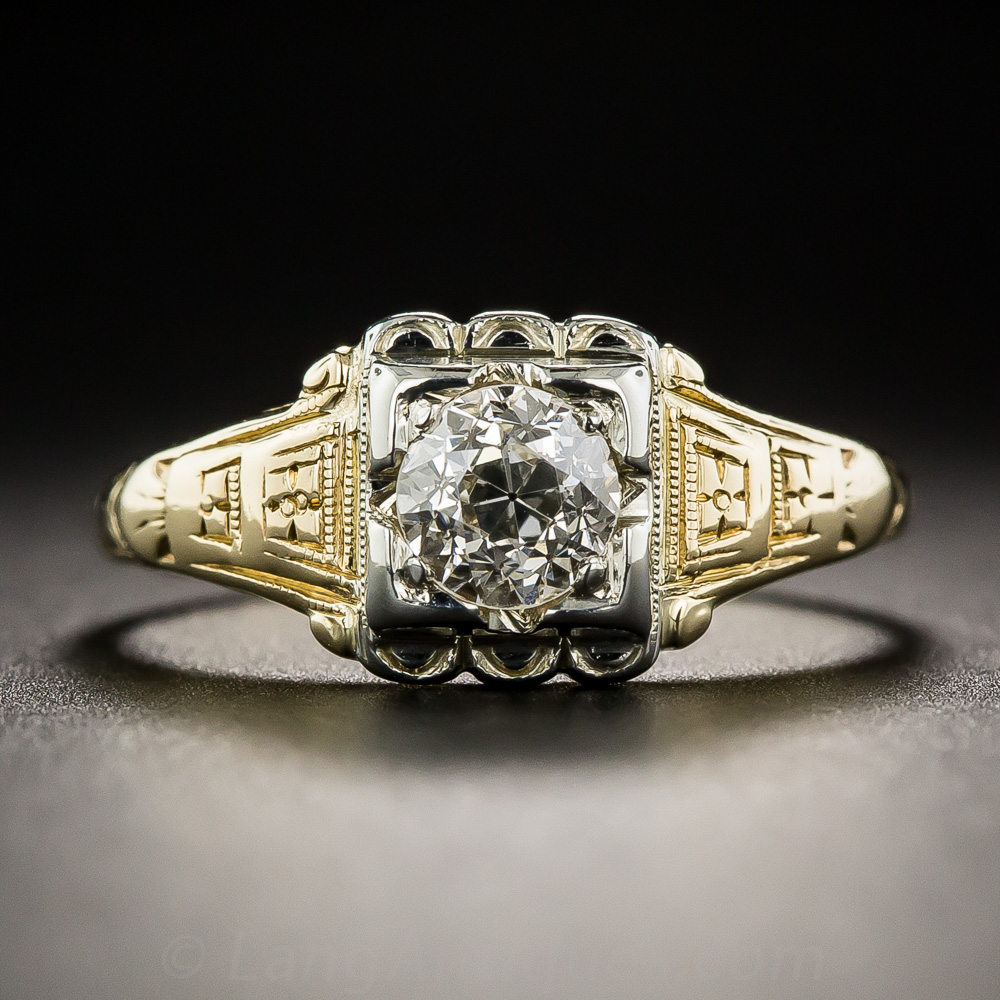 .62 Carat Diamond Two-Tone Gold Art Deco Engagement Ring