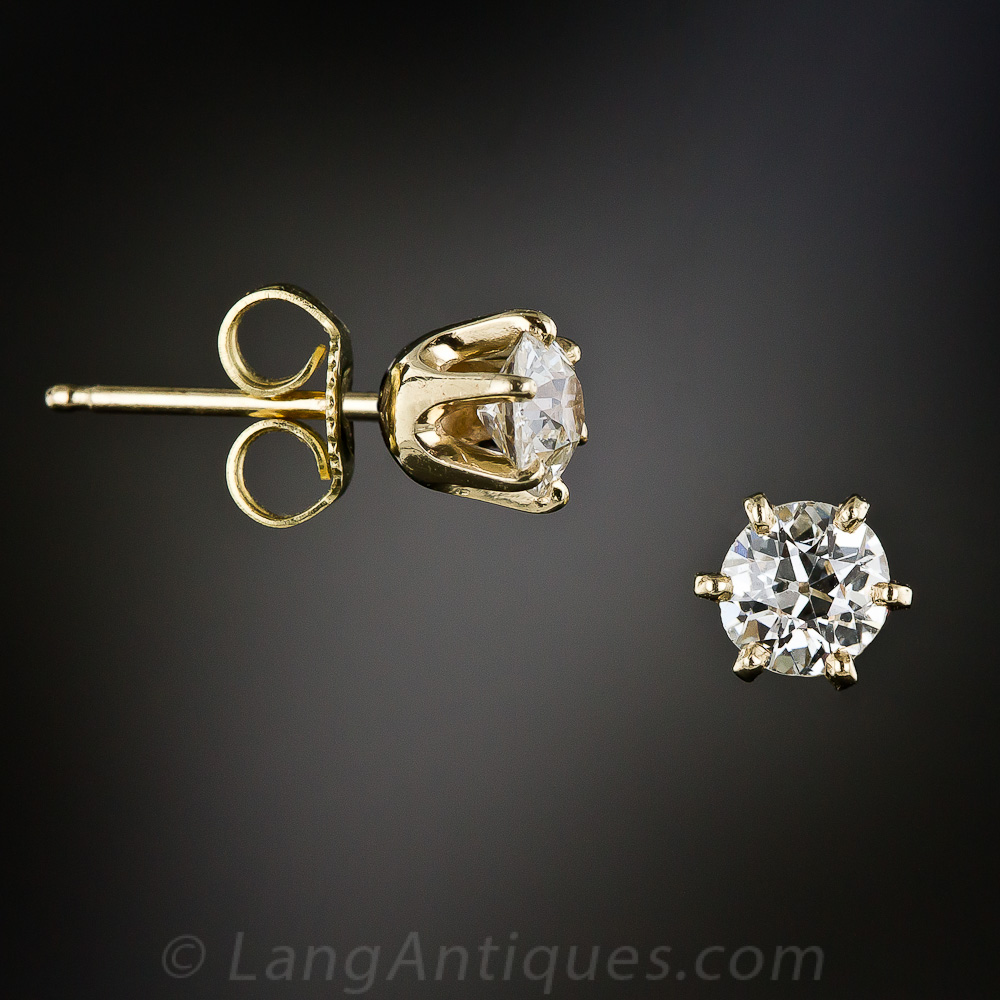 .70 Carat Old Mine-Cut Diamond Stud Earrings