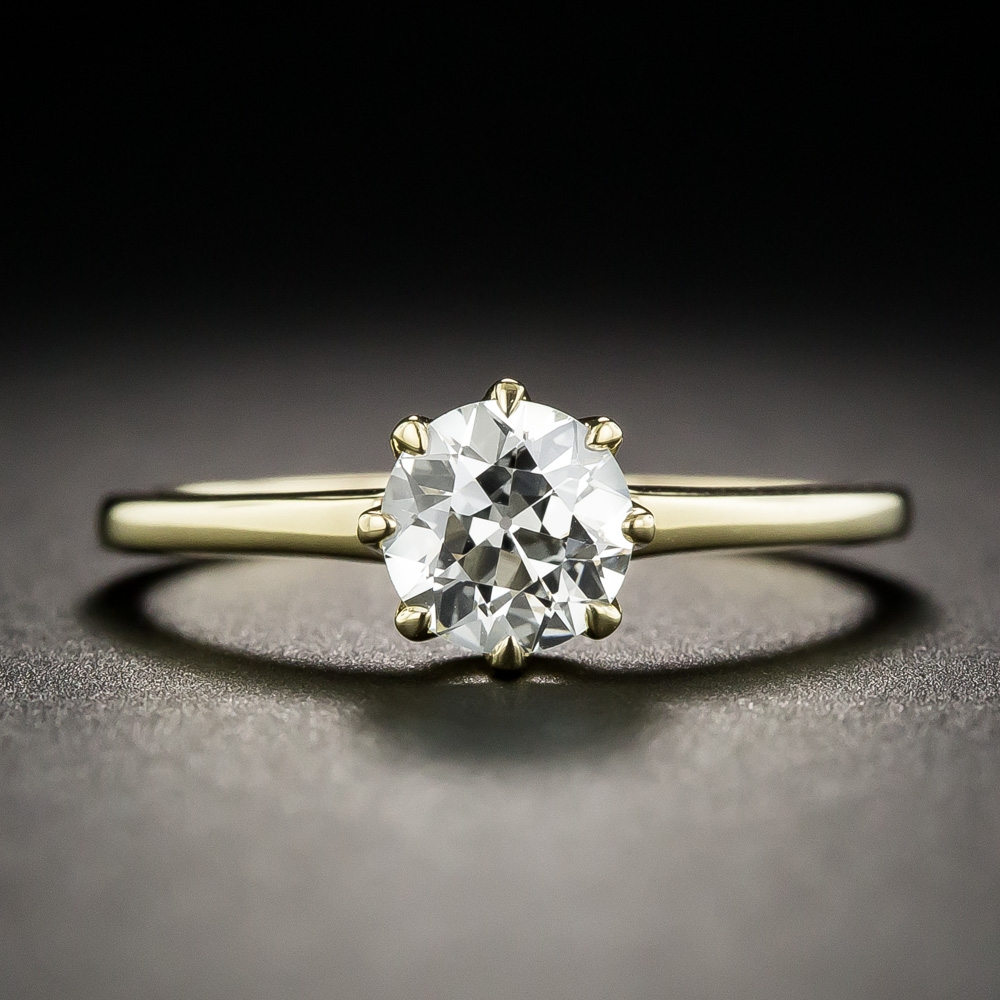 .74 Carat European-Cut Diamond Vintage Style Solitaire Engagement Ring ...