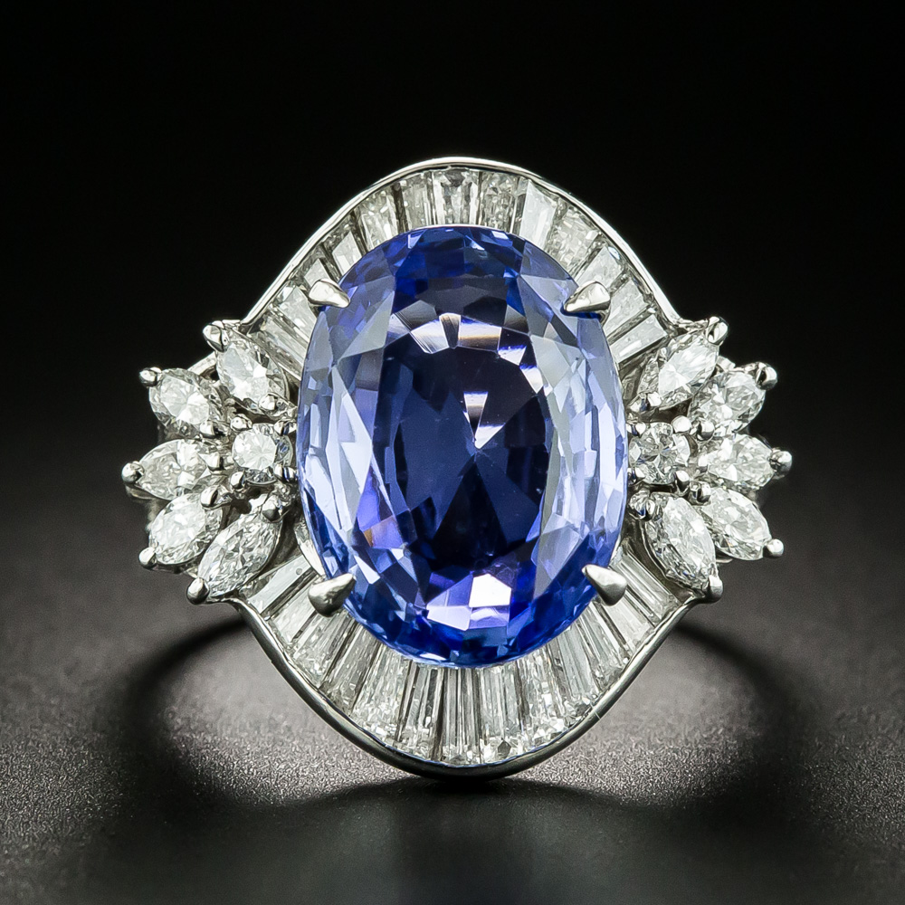 8.59 Carat No-Heat Ceylon Sapphire and Diamond Ring - GIA