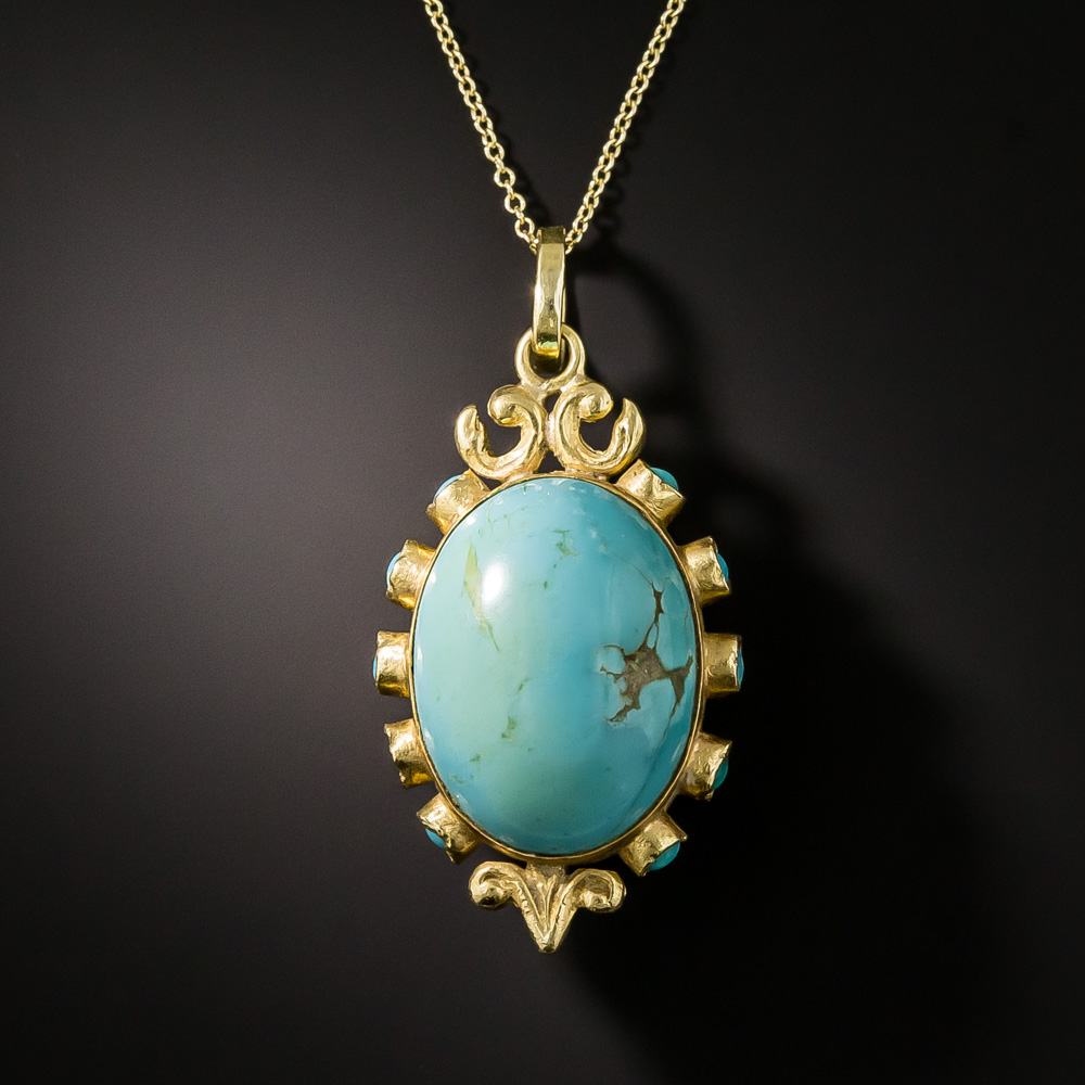 Vintage Double-Sided Turquoise Pendant